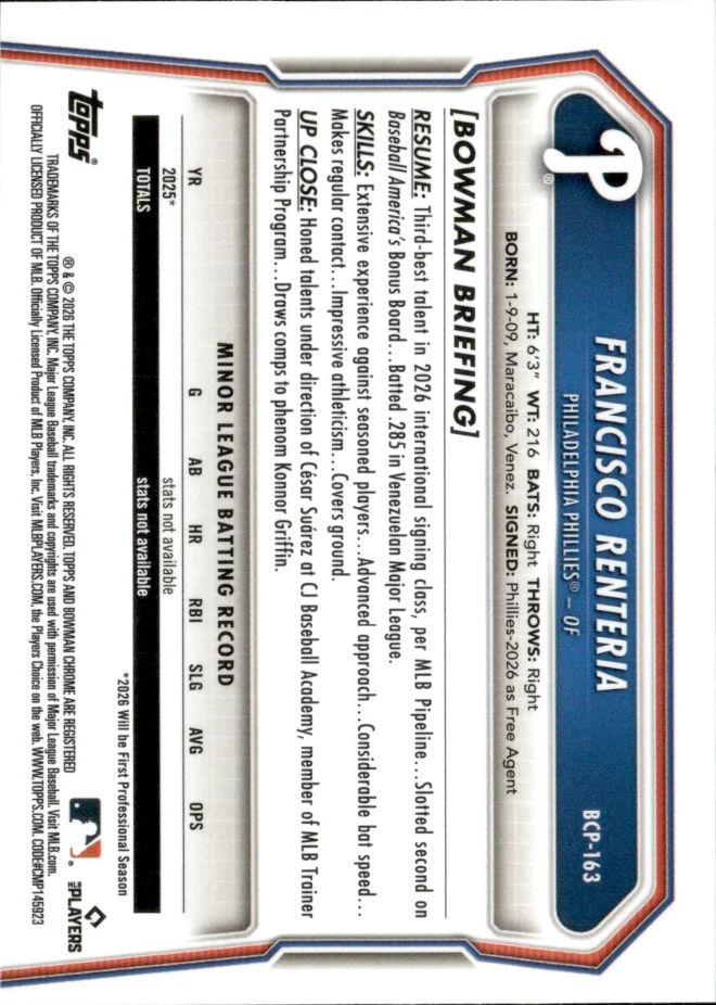 Francisco Renteria card back