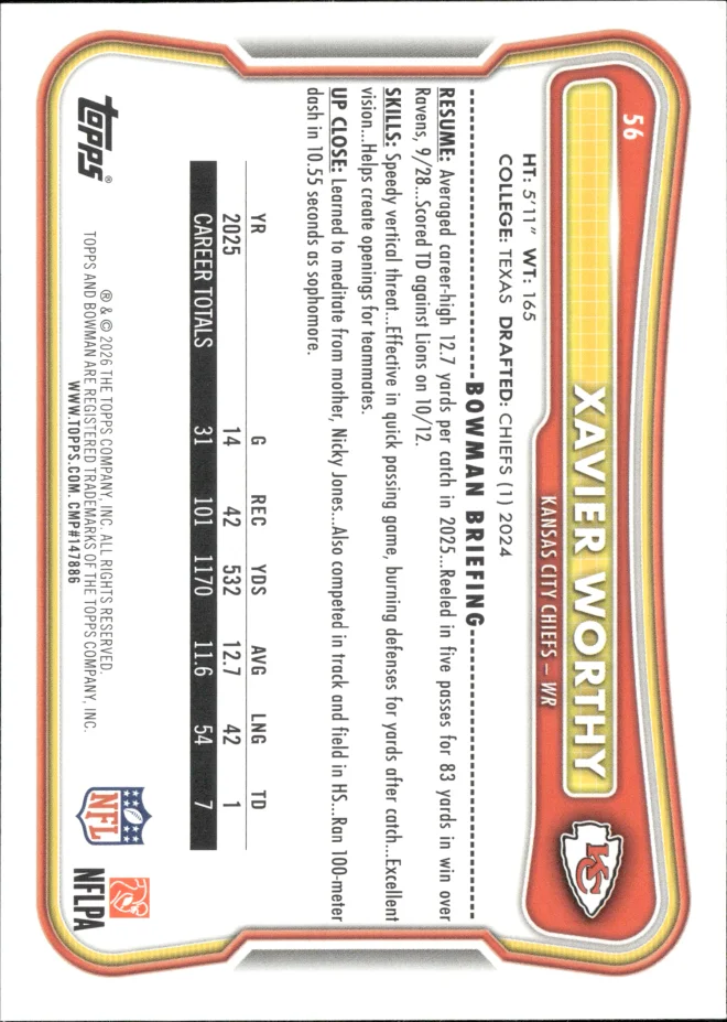 Xavier Worthy card back