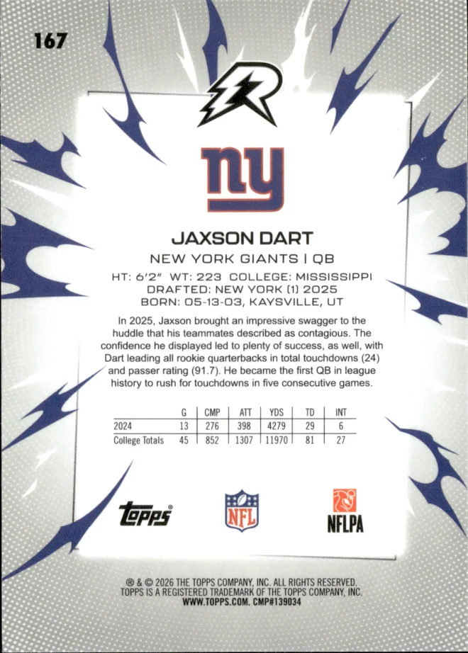 Jaxson Dart card back