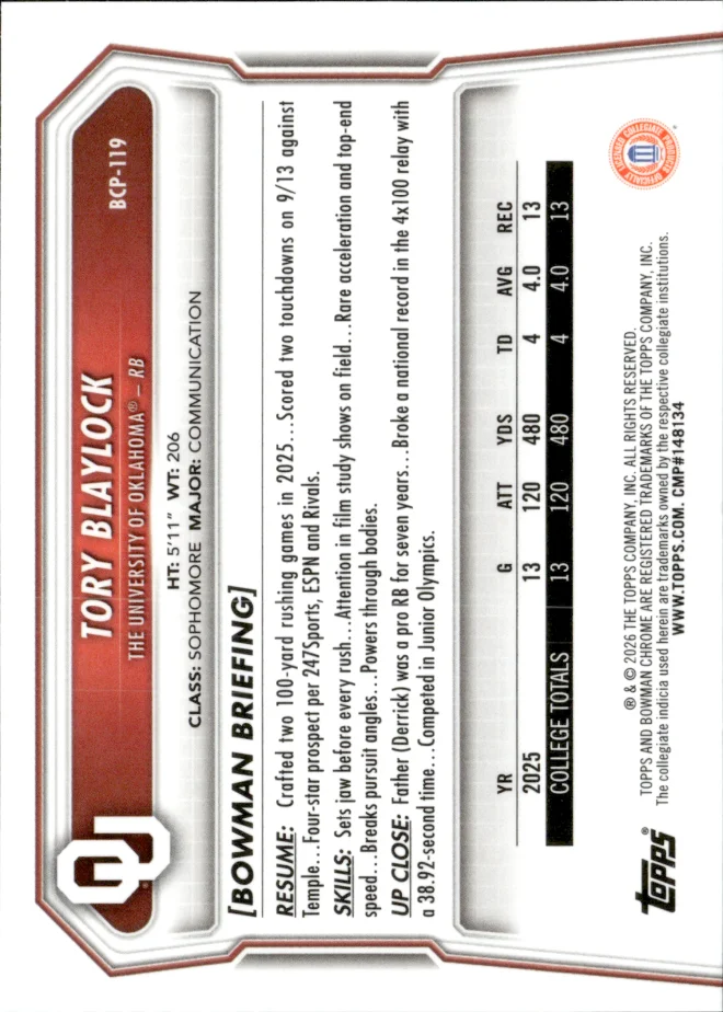 Tory Blaylock card back