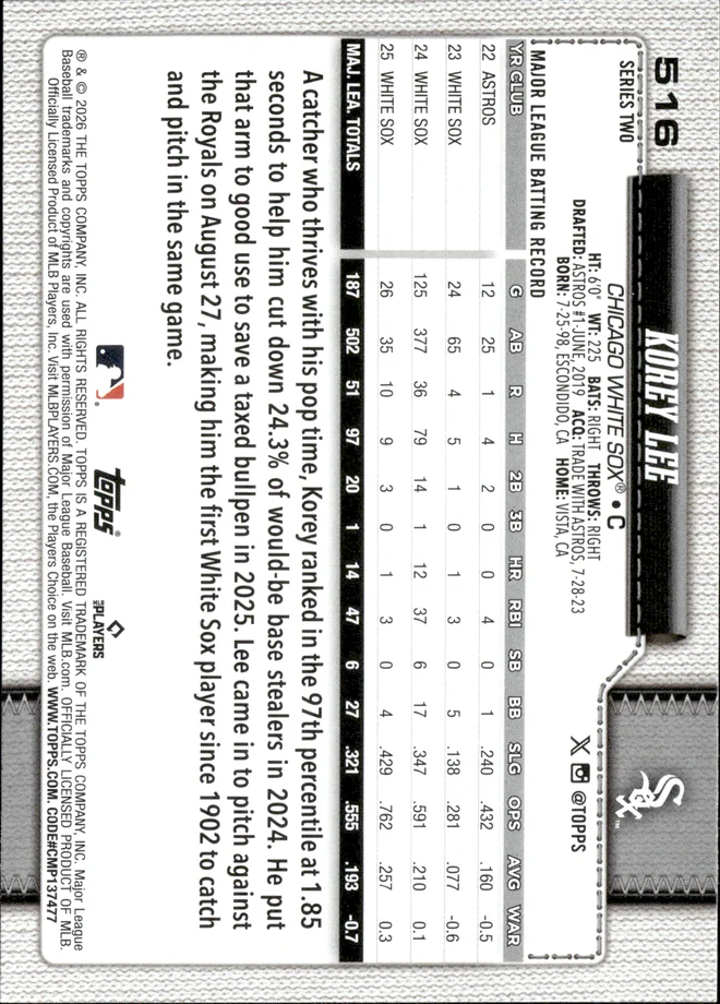 Korey Lee card back