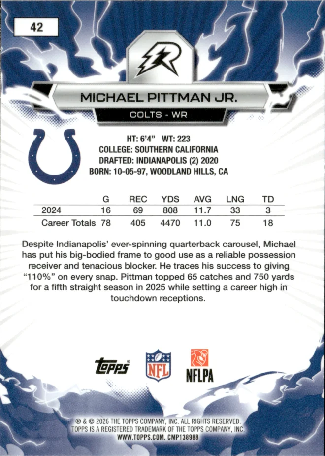 Michael Pittman Jr. card back