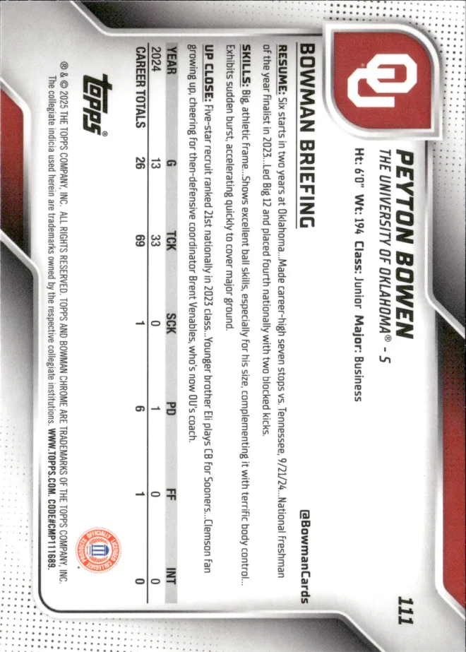 Peyton Bowen card back