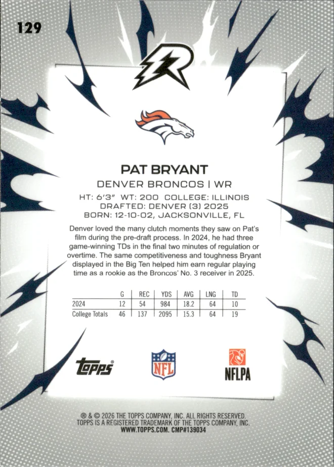 Pat Bryant card back