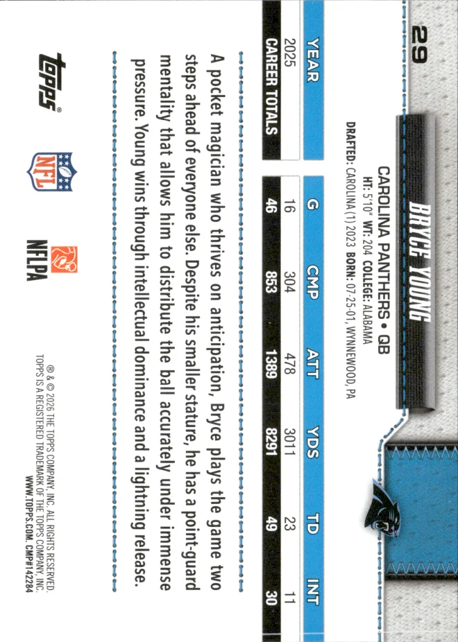 Bryce Young card back