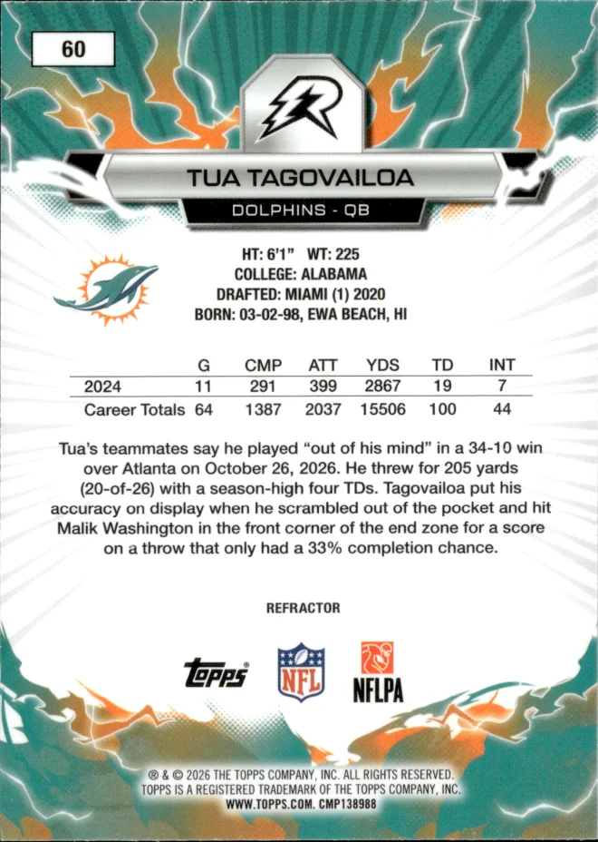 Tua Tagovailoa card back