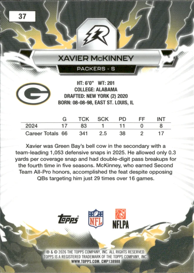 Xavier McKinney card back