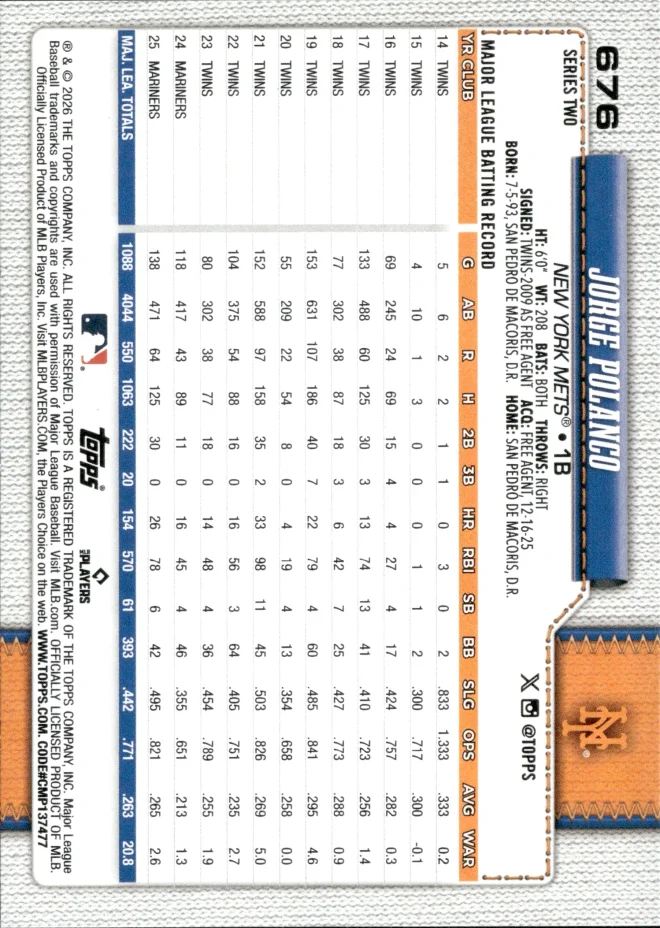 Jorge Polanco card back