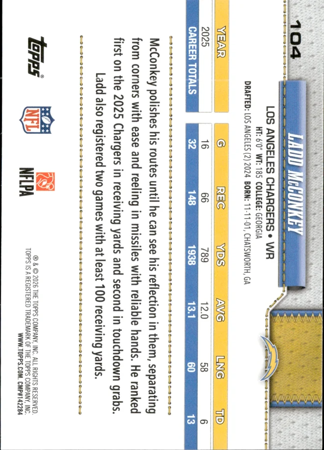 Ladd McConkey card back