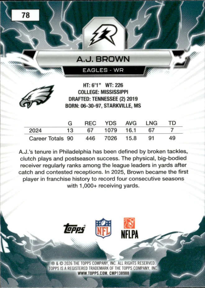 A.J. Brown card back