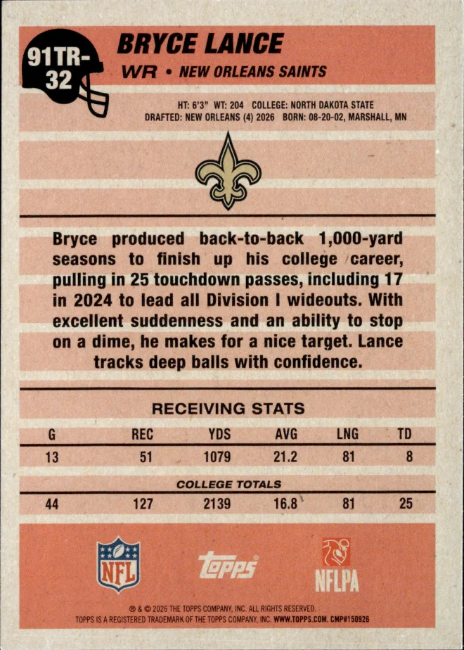 Bryce Lance card back
