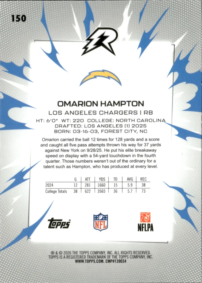 Omarion Hampton card back