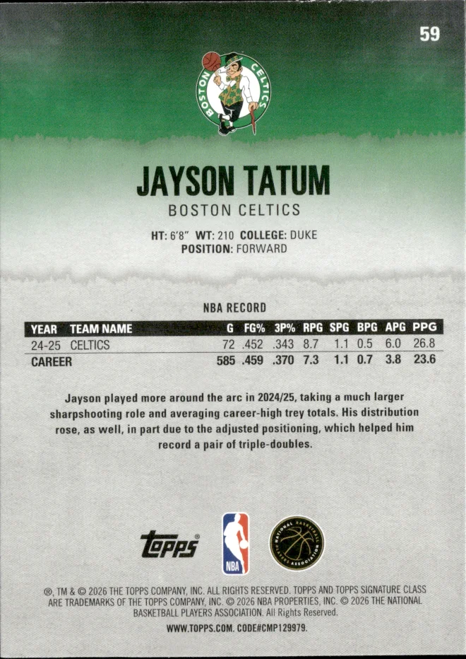 Jayson Tatum card back