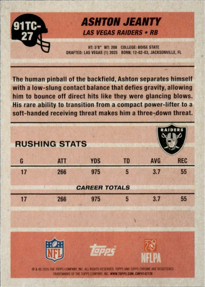 Ashton Jeanty card back