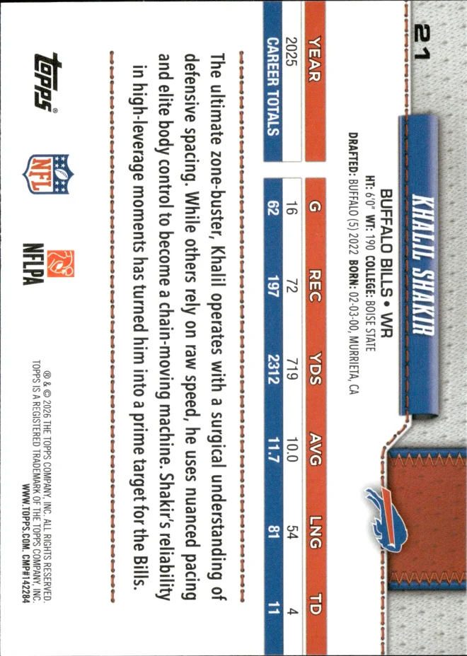 Khalil Shakir card back