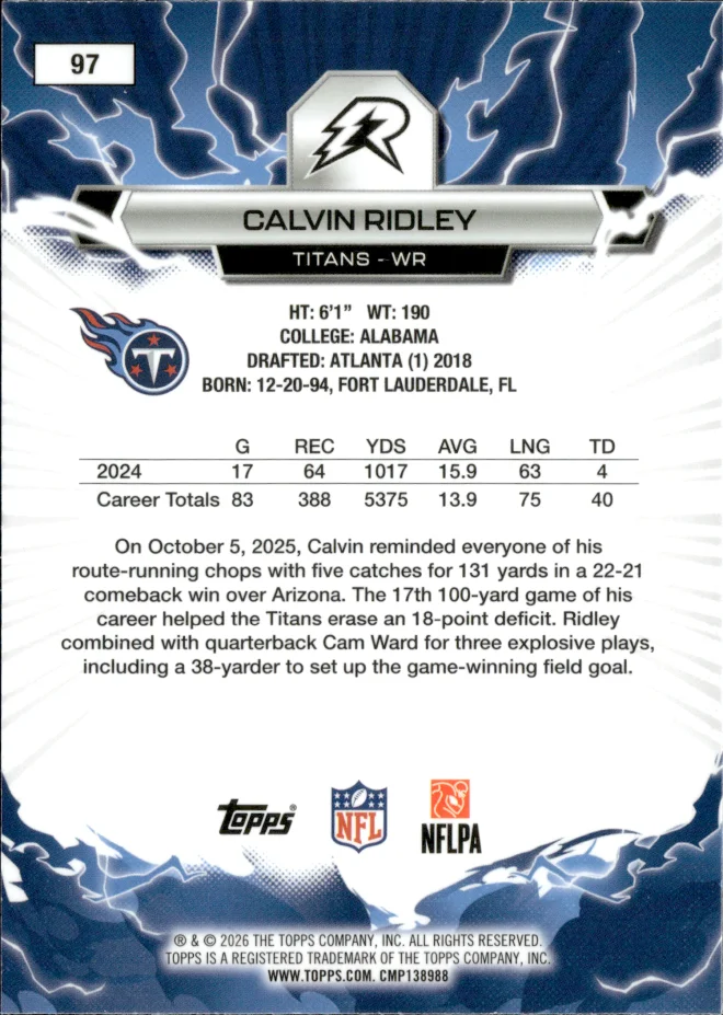 Calvin Ridley card back