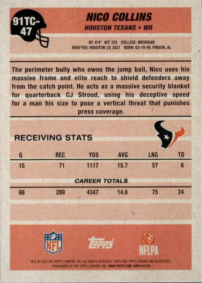 Nico Collins card back