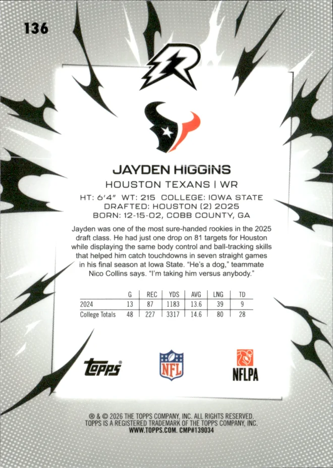 Jayden Higgins card back