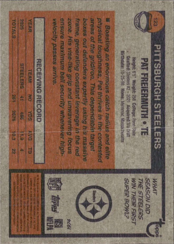 Pat Freiermuth card back