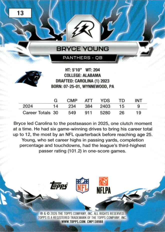 Bryce Young card back