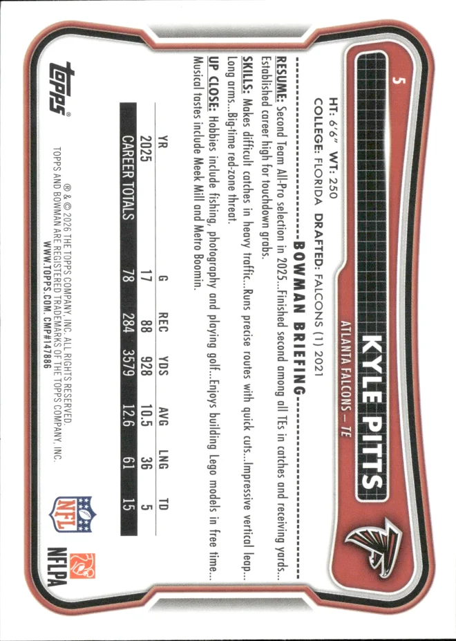 Kyle Pitts card back