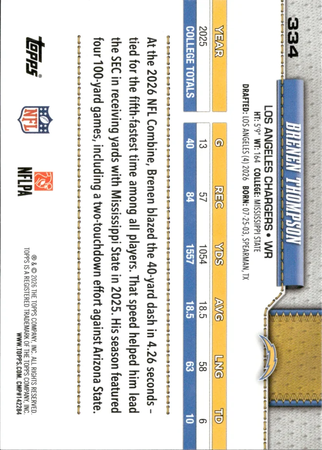 Brenen Thompson card back