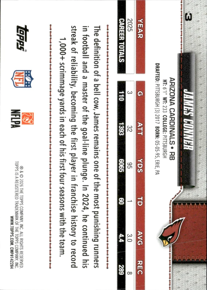 James Conner card back