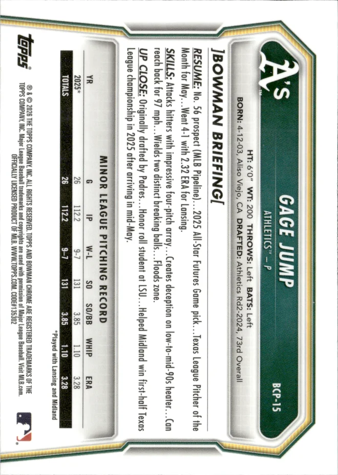 Gage Jump card back
