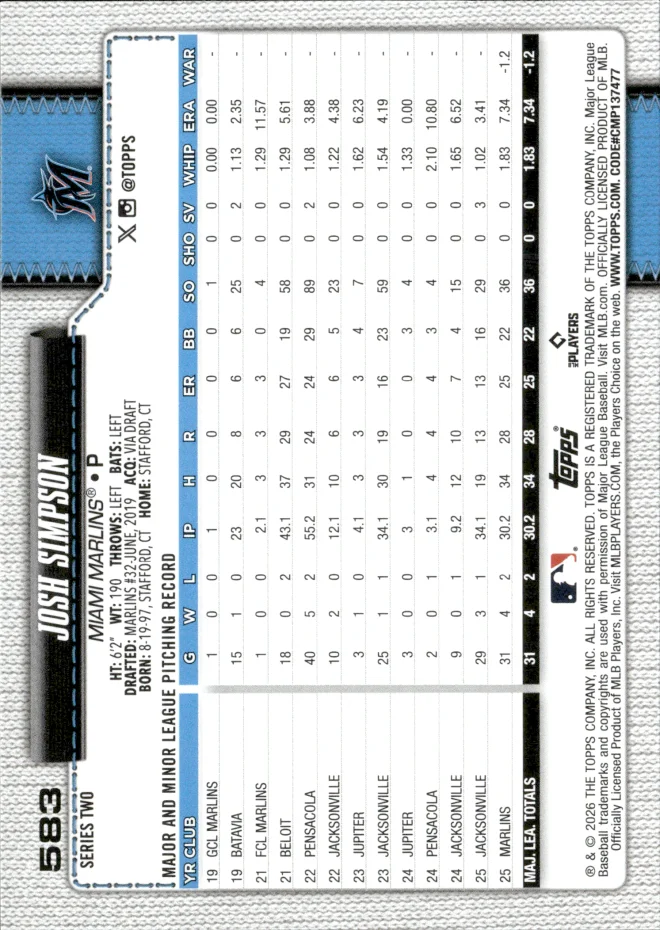 Josh Simpson card back