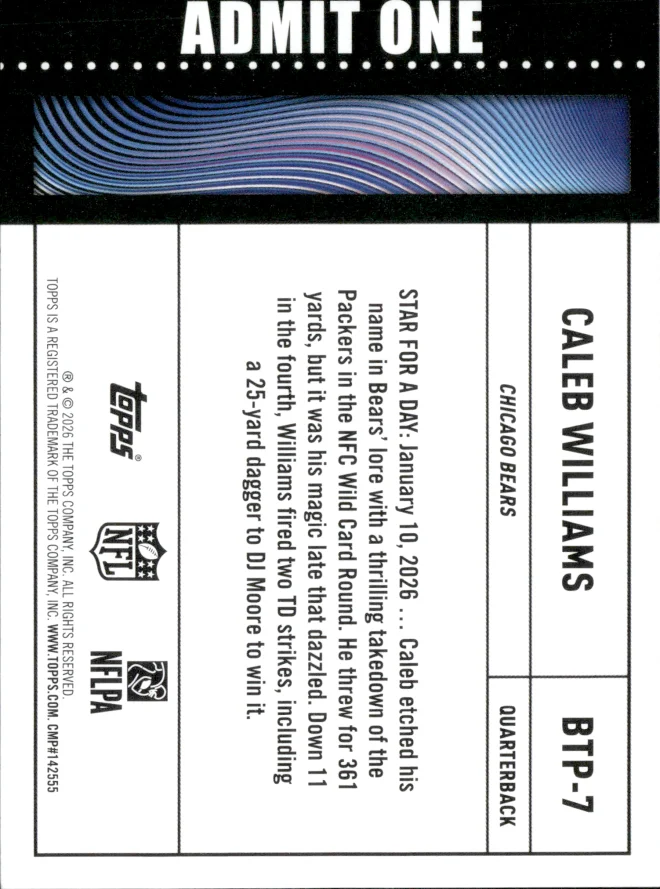 Caleb Williams card back