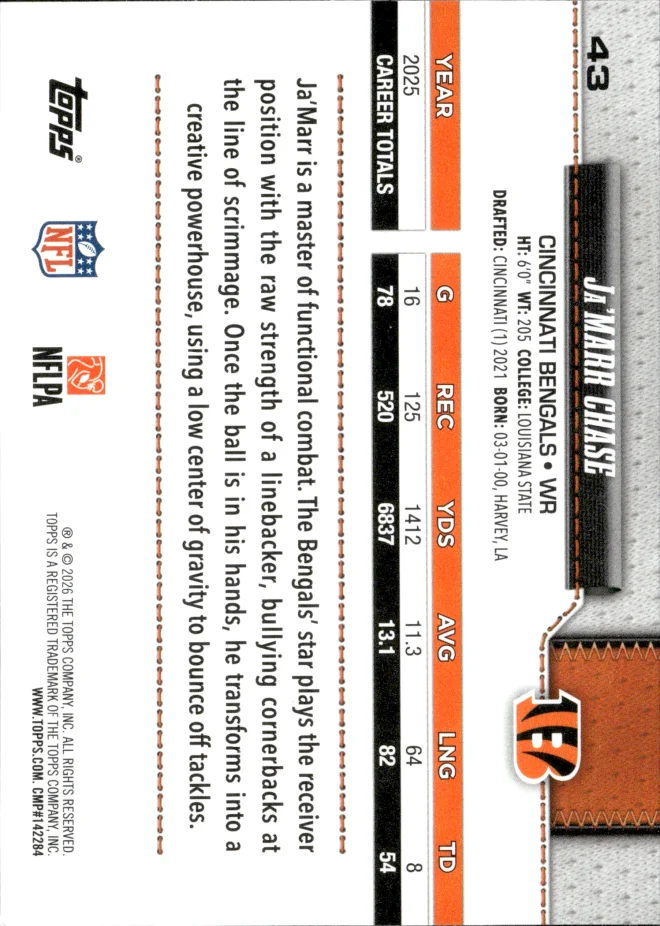 Ja'Marr Chase card back