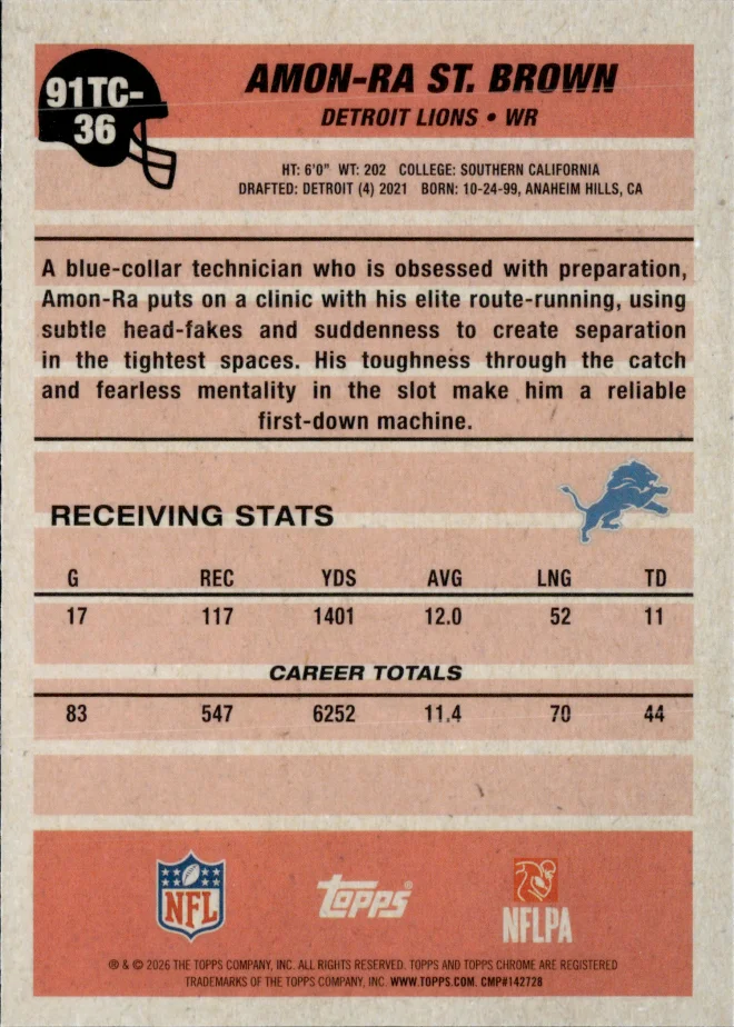 Amon-Ra St. Brown card back