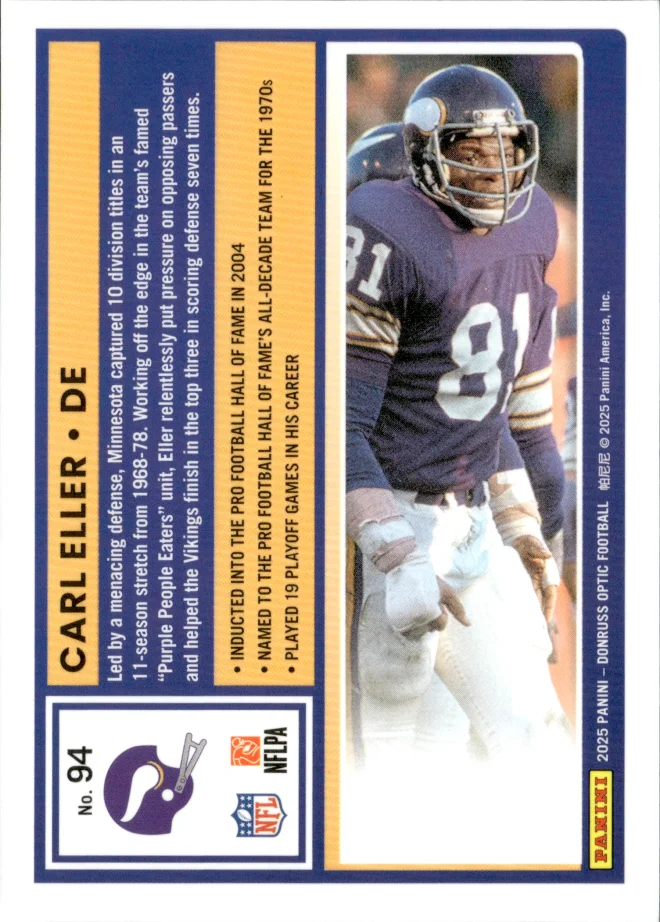 Carl Eller card back