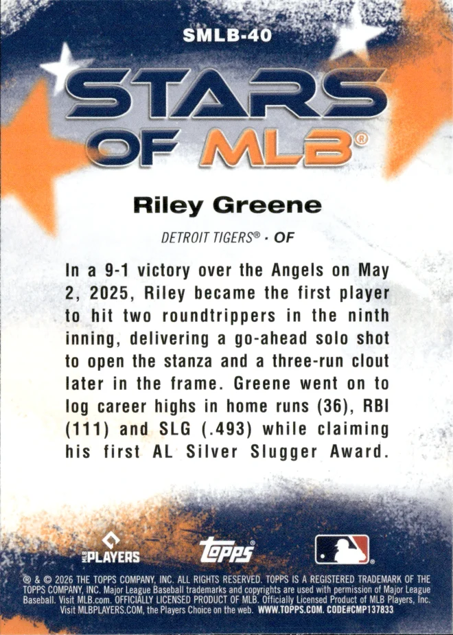 Riley Greene card back