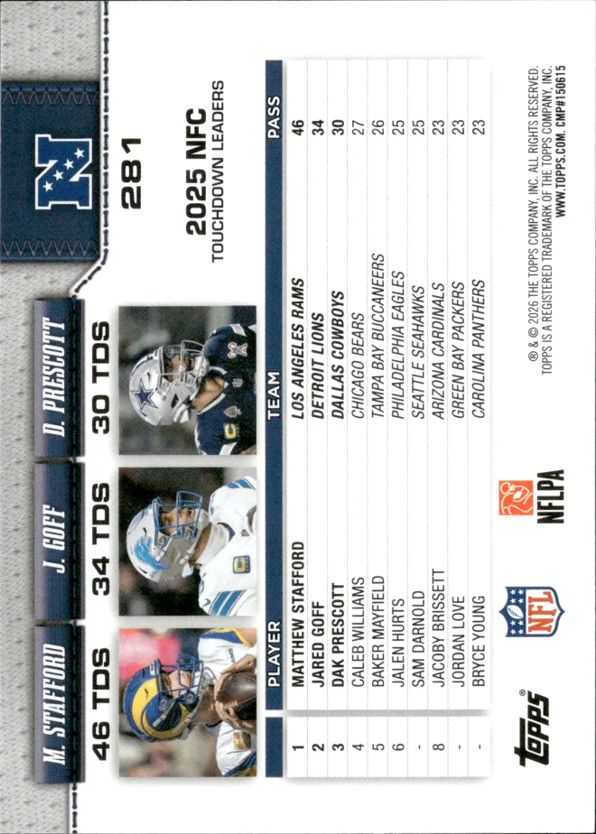 Matthew Stafford / Jared Goff / Dak Prescott card back
