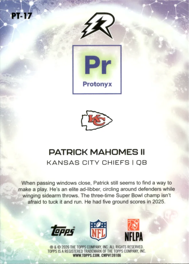 Patrick Mahomes II card back