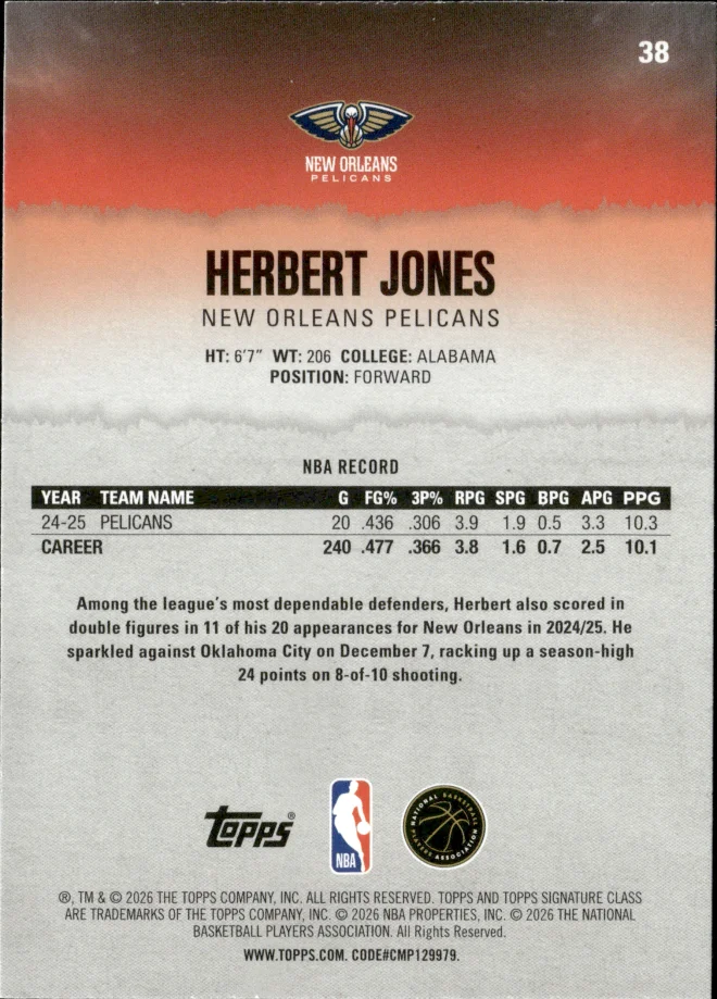 Herbert Jones card back