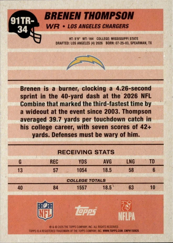 Brenen Thompson card back