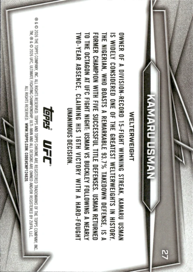 Kamaru Usman card back