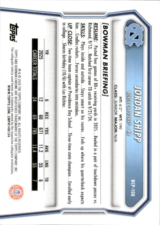 Jordan Shipp card back