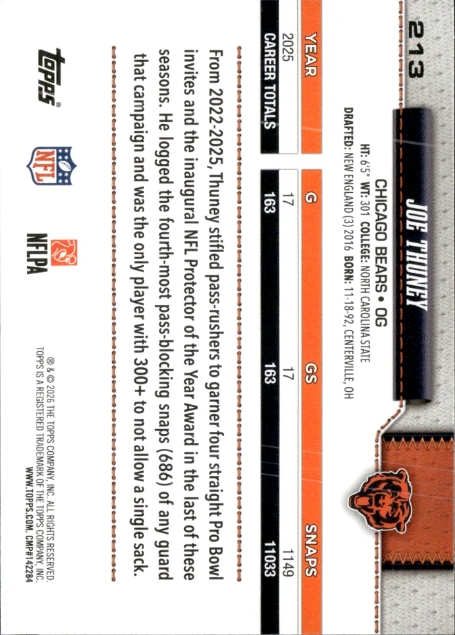 Joe Thuney card back