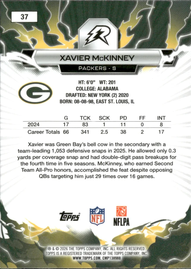 Xavier McKinney card back