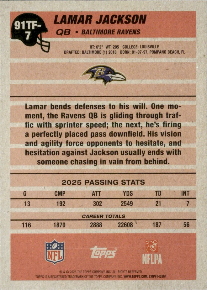 Lamar Jackson card back