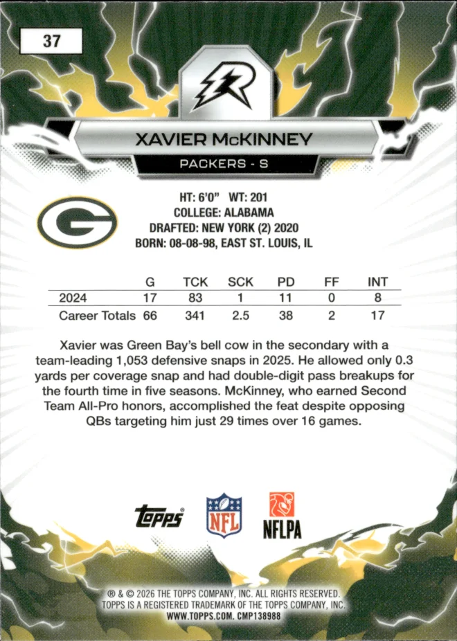Xavier McKinney card back