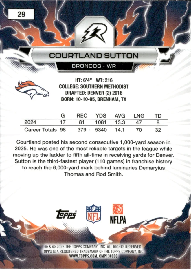Courtland Sutton card back