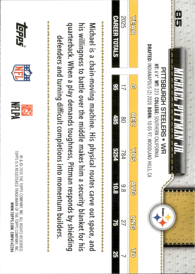 Michael Pittman Jr. card back