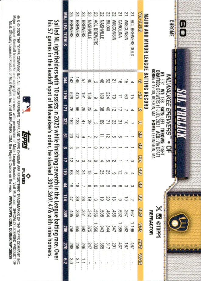 Sal Frelick card back