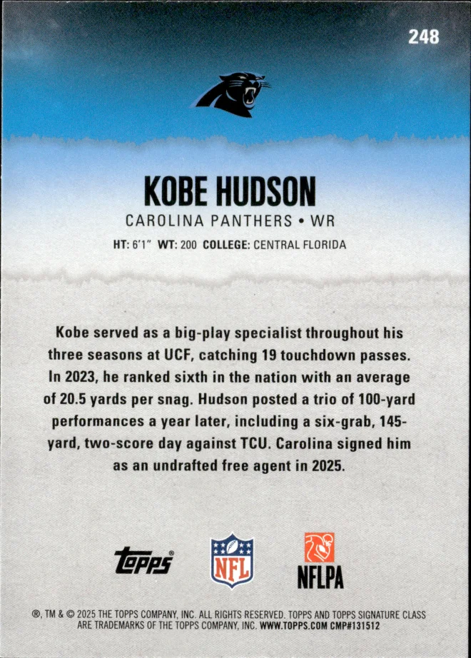 Kobe Hudson card back