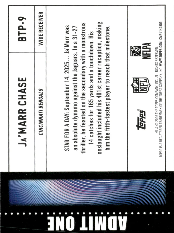 Ja'Marr Chase card back