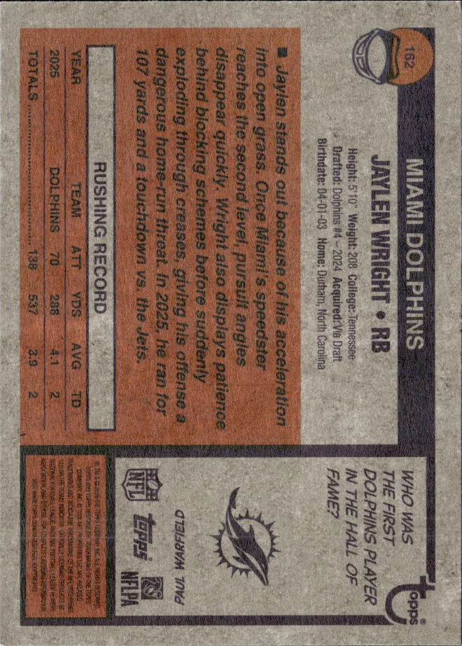 Jaylen Wright card back